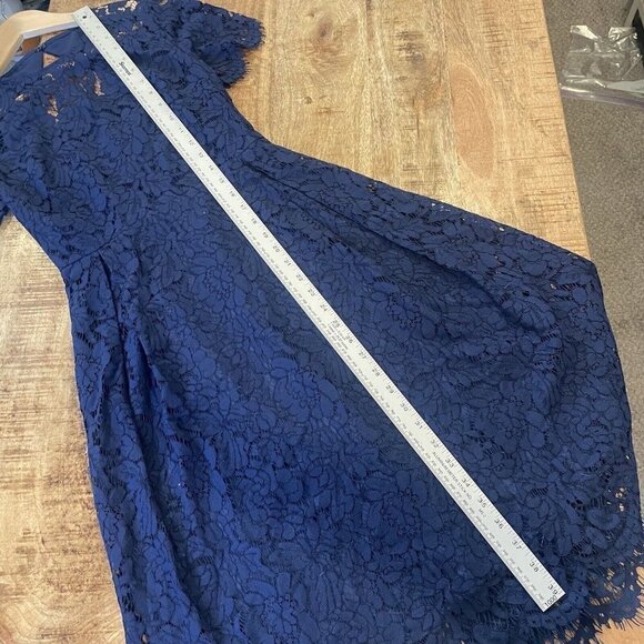 TRUTH & FABLE Women XSmall Lace Dress  Bridesmaid Midi Blue Modest Church Social - Picture 10 of 14